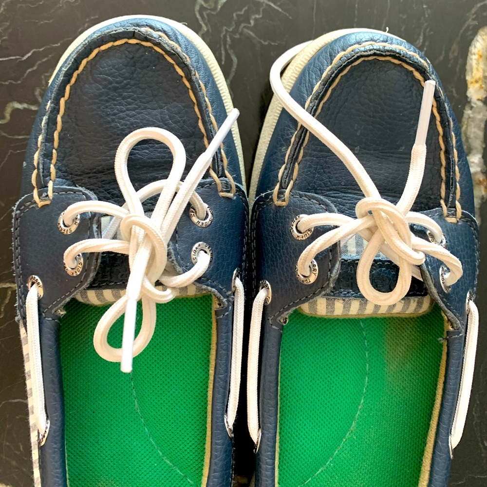 Leather sperry topsiders navy/white
